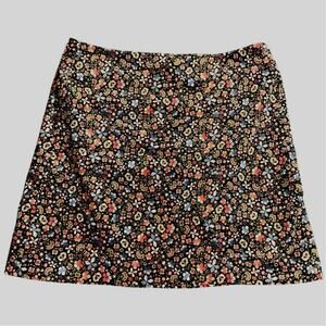 NWT Loft Women's 8 Stretch Above Knee Lined Skirt Black Velvet Blue Pink Floral